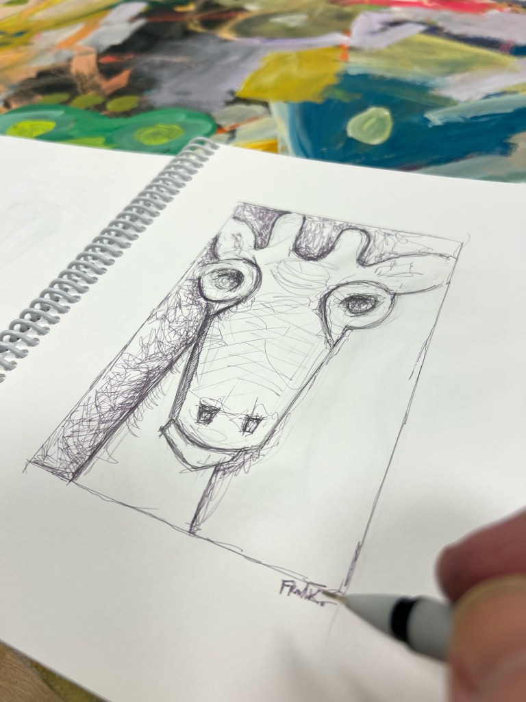 giraffe, drawing, daily doodle