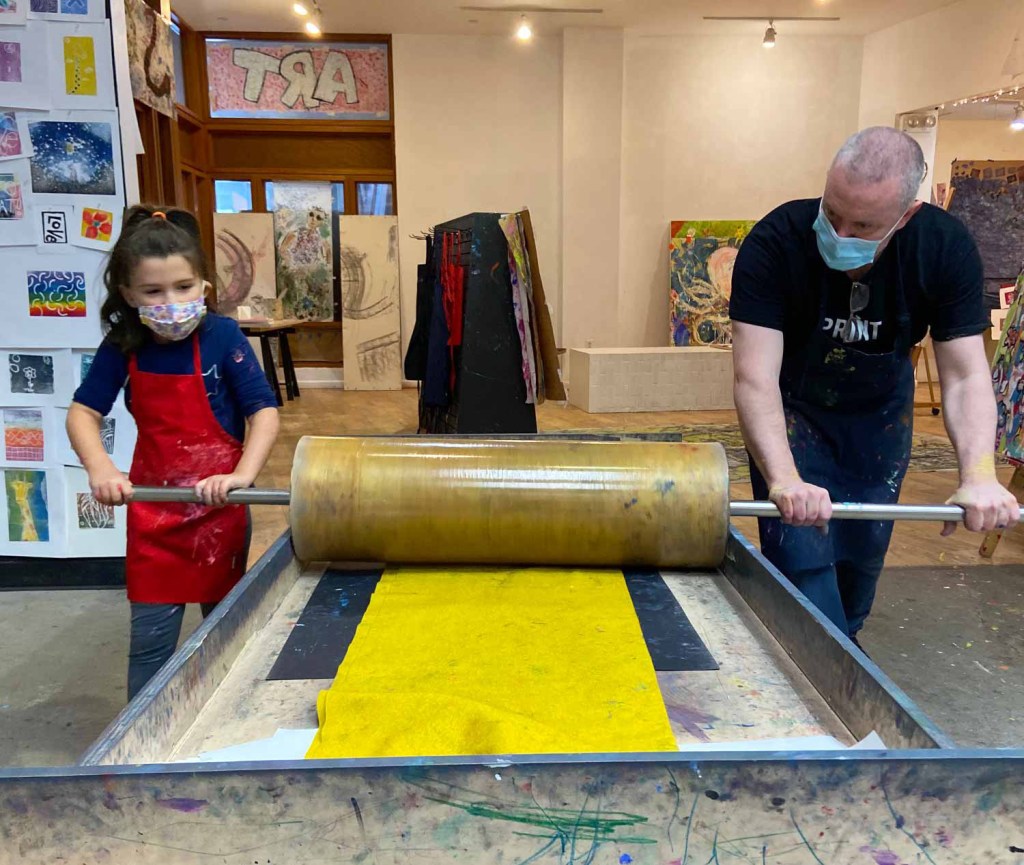 printmaking, kids art studio, printing press, diy printing press