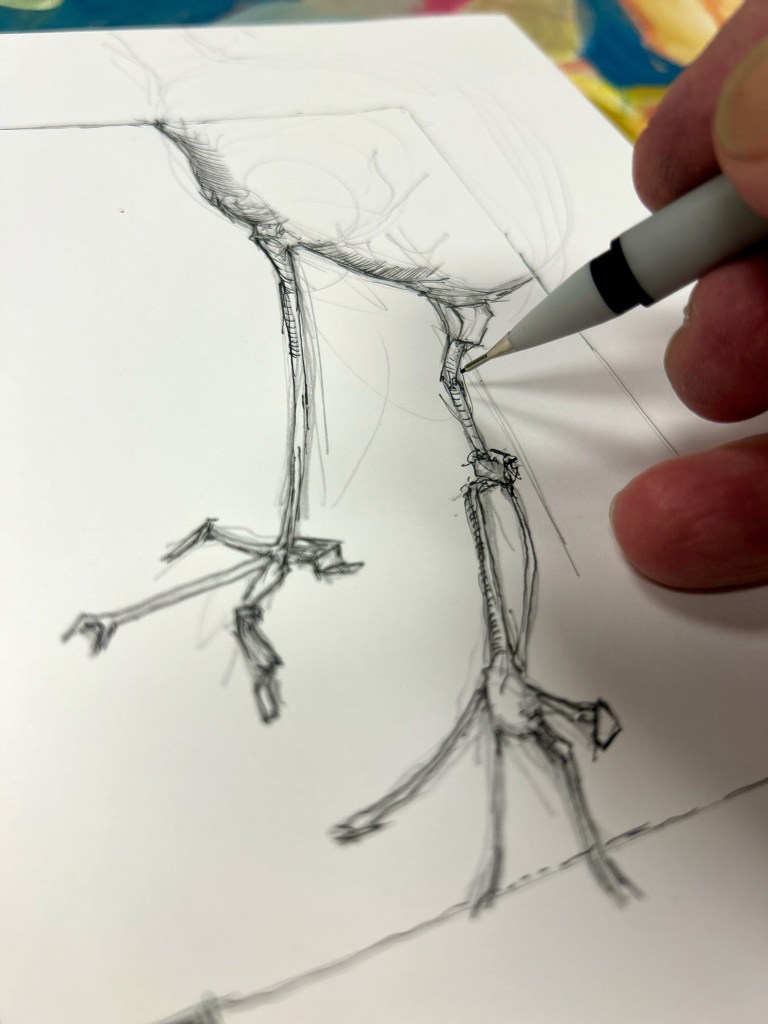 robotic bird drawing, drawing, illustration