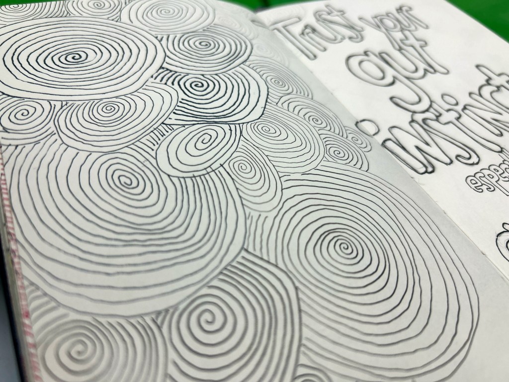 daily doodle, my sketchbook, trust your gut instinct, positivity, doodling